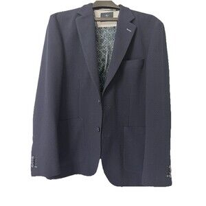 TAILORBYRD Navy Blue Textured Woven Sport Coat Blazer 40R Modern Fit Stretch